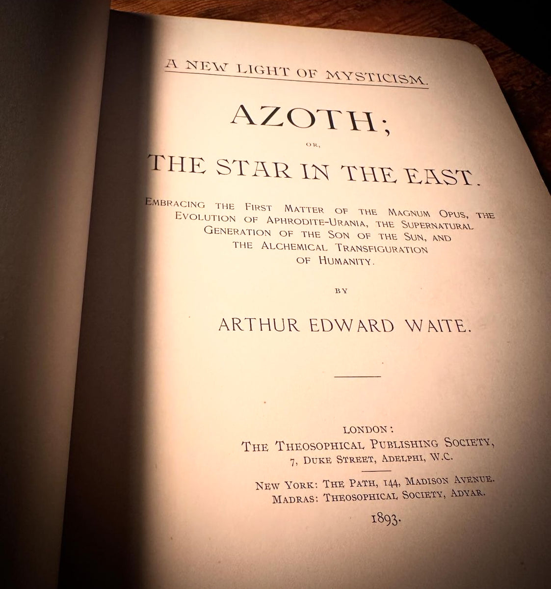 Azoth or The Star in the East by A.E. Waite – The Rose Books