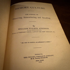 Memory Culture by William Walker Atkinson