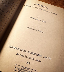 Krishna A Study in the Theory of Avataras by Bhagavan Das