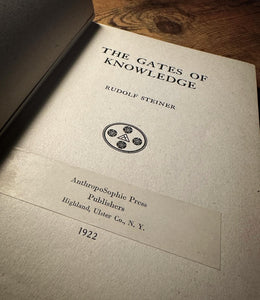The Gates of Knowledge (First American Edition) by Rudolf Steiner