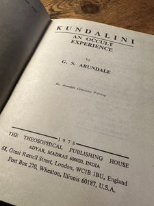 Kundalini an Occult Experience by G.S. Arundale
