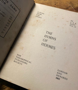 The Hymns of Hermes by G.R.S. Mead 1907 First Edition