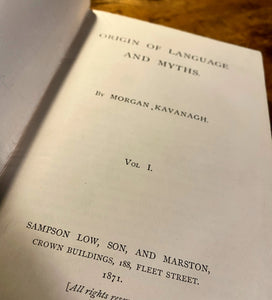 The Origin and Language of Myth by Kavanagh (1871 First Edition)