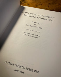 Man's Being, His Destiny and World Evolution by Rudolf Steiner