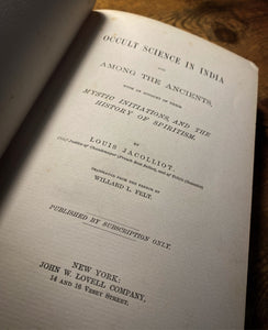 Occult Science in India (1884 First Edition) by Louis Jacoliott