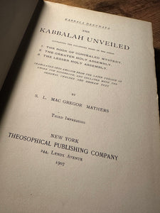 The Kabbalah Unveiled (1907) by MacGregor Mathers